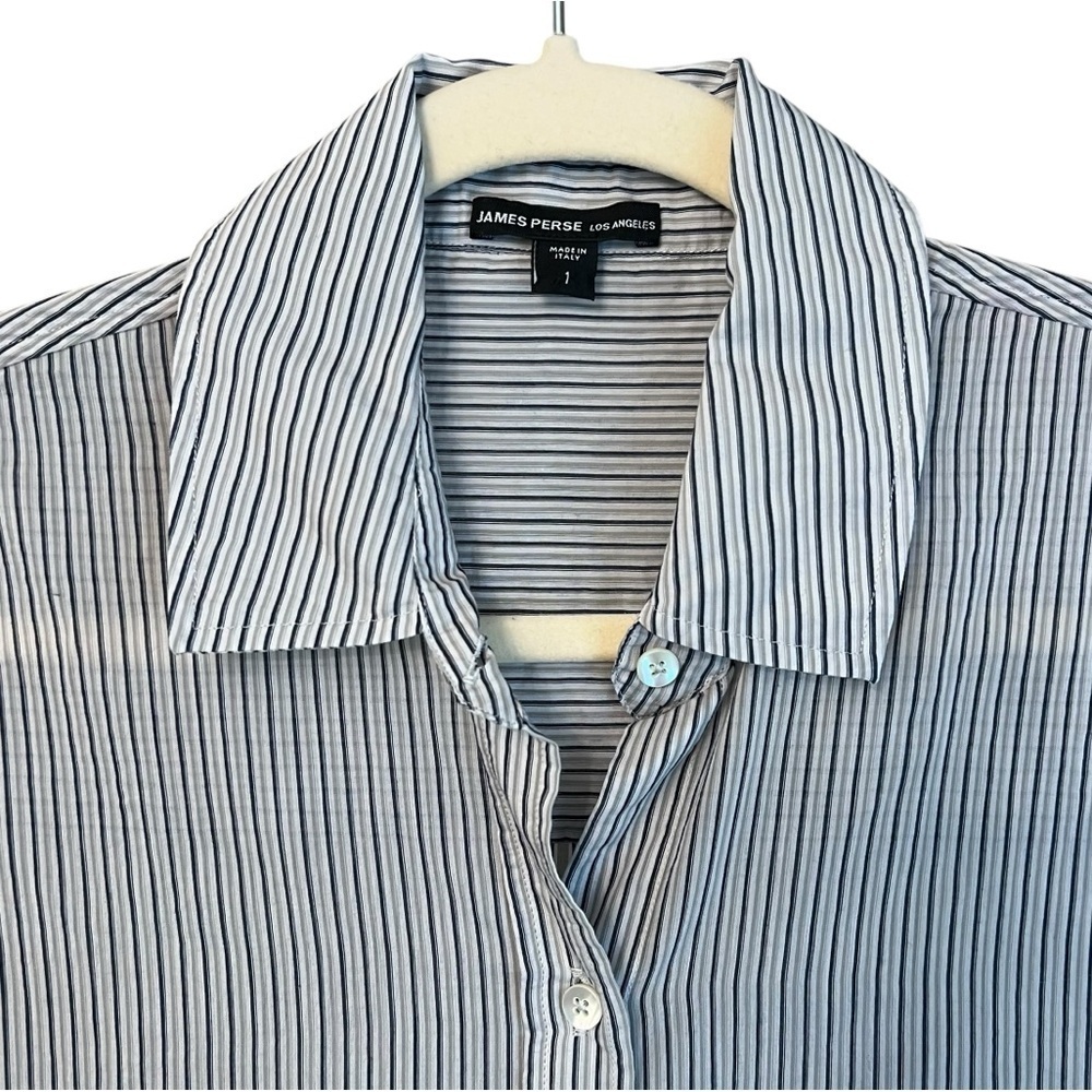 James Perse Los Angeles Shirt Dress Grey Stripe 1 Small Minimalist Contemporary - Picture 3 of 7